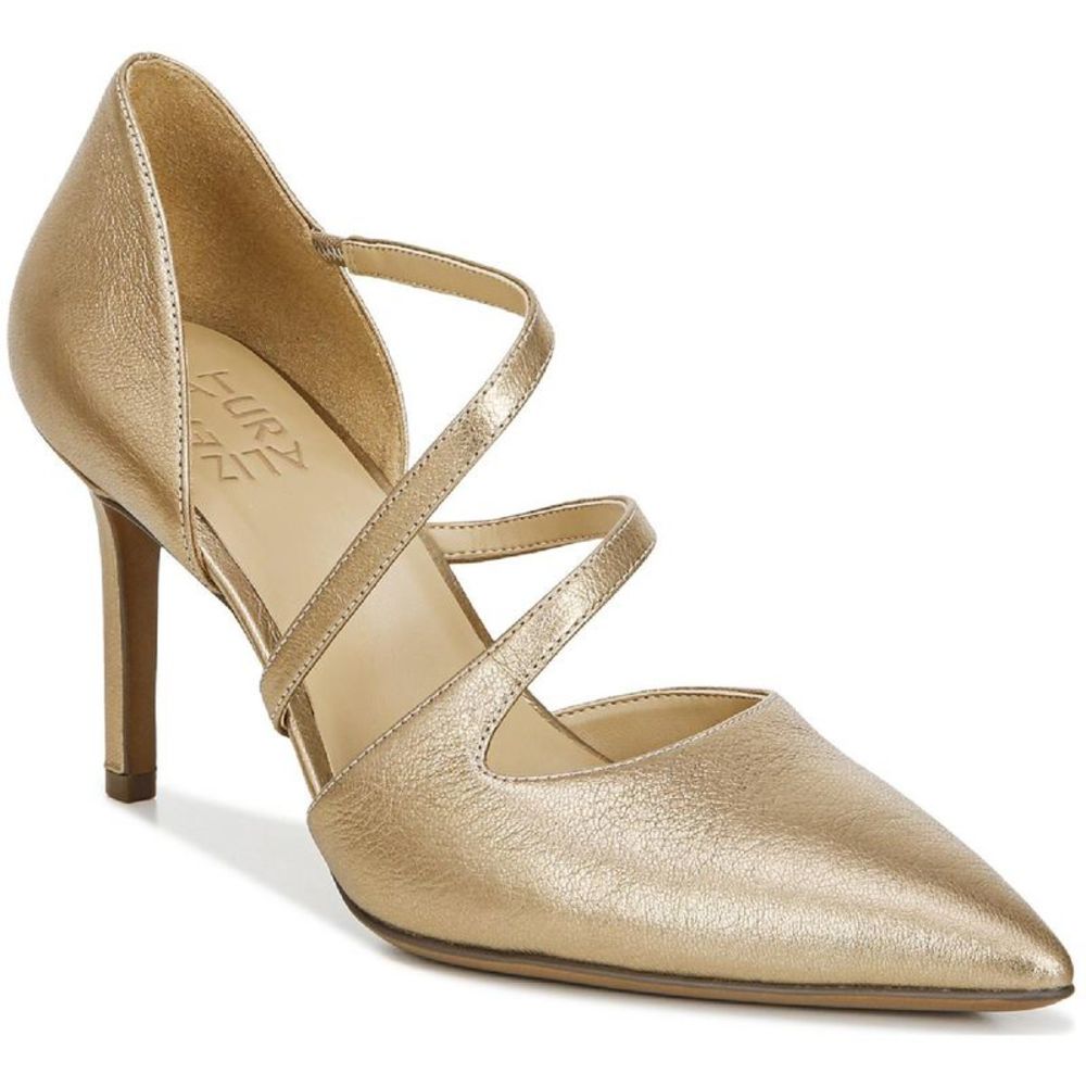 Naturalizer Womens Arielle Gold Leather Pointed Toe Dress Pumps Shoes